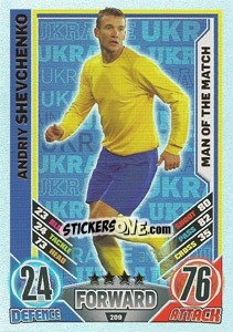 Sticker Andriy Shevchenko - England 2012. Match Attax n. 209 - Topps