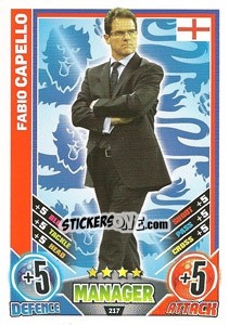 Sticker Fabio Capello - England 2012. Match Attax n. 217 - Topps
