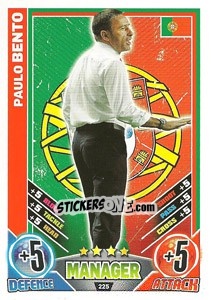 Sticker Paulo Bento - England 2012. Match Attax n. 225 - Topps