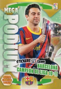 Sticker Barcelona - Xavi Hernandez - Liga BBVA 2011-2012. Megacracks n. 361 - Panini