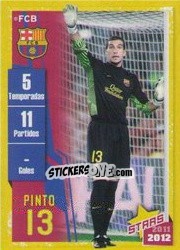 Cromo Pinto (Trayectoria) - FC Barcelona 2011-2012 - Panini