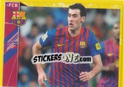 Sticker Sergio Busquets in action (1 of 2) - FC Barcelona 2011-2012 - Panini