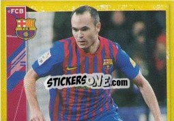 Sticker A. Iniesta in action (1 of 2) - FC Barcelona 2011-2012 n. 124 - Panini
