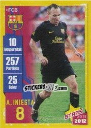 Cromo A. Iniesta (Trayectoria) - FC Barcelona 2011-2012 - Panini