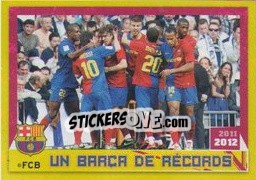 Sticker La Plantilla: Puyol / Alves / Xavi / Iniesta Y Messi - FC Barcelona 2011-2012 n. 181 - Panini