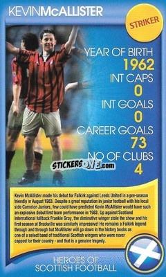 Sticker Kevin McAllister - Heroes of Scottish Football
 n. 11 - Top Trumps
