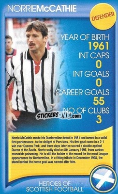 Sticker Norrie McCathie - Heroes of Scottish Football
 n. 35 - Top Trumps