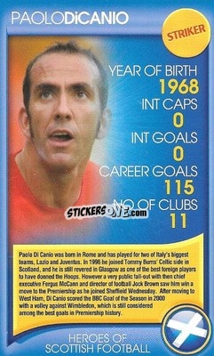 Sticker Paolo Di Canio - Heroes of Scottish Football
 n. 6 - Top Trumps