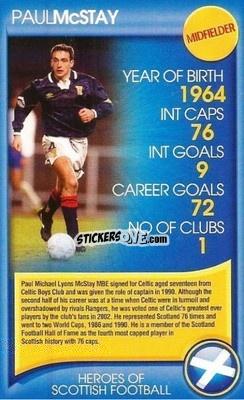 Sticker Paul McStay - Heroes of Scottish Football
 n. 31 - Top Trumps