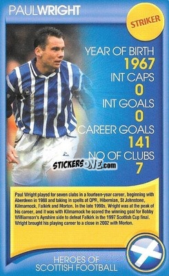 Sticker Paul Wright - Heroes of Scottish Football
 n. 39 - Top Trumps
