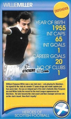Sticker Willie Miller - Heroes of Scottish Football
 n. 20 - Top Trumps