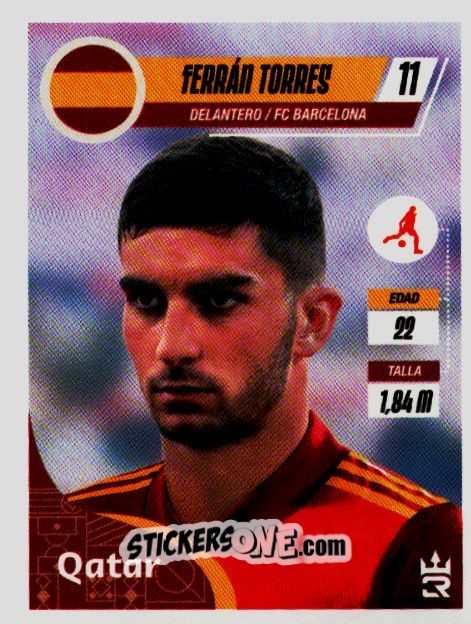 Sticker Ferran Torres (Spain) - Qatar 2022
 n. 207 - Reyauca