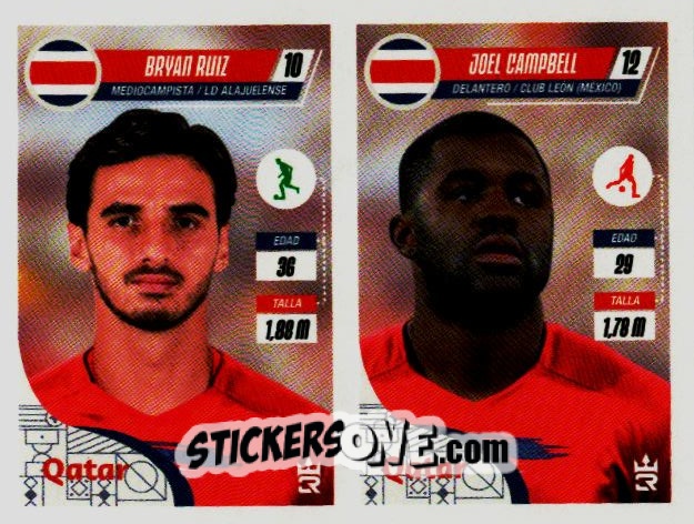 Sticker   Ruiz / Campbell (Costa Rica) - Qatar 2022
 n. 237 - Reyauca
