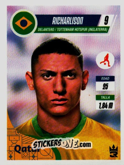 Sticker   Richarlison (Brazil) - Qatar 2022
 n. 298 - Reyauca