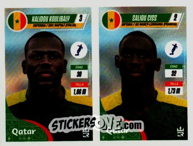 Sticker   Koulibaly / Ciss (Senegal) - Qatar 2022
 - Reyauca