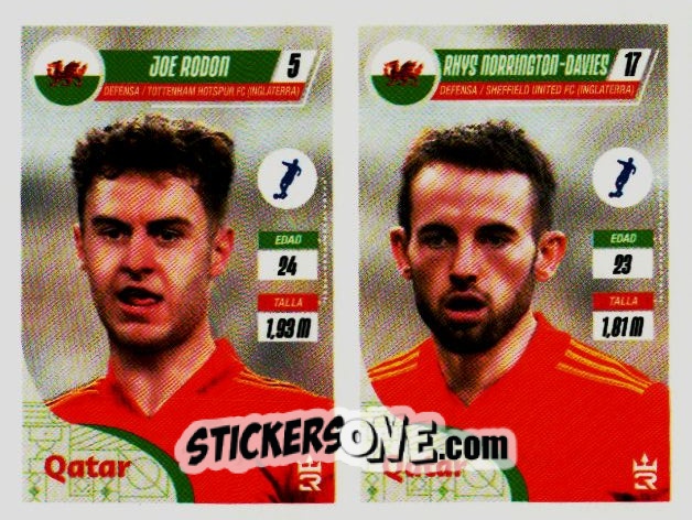 Sticker   Rodon / Norrington-Davies (Wales) - Qatar 2022
 - Reyauca