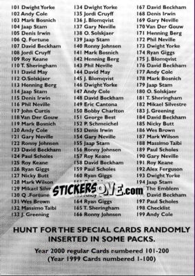 Sticker Checklist - Manchester United Fans' Selection 2000 n. 198 - Futera
