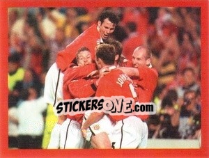 Sticker Ryan Giggs / Ole Gunnar Solskjaer / Ronnie Johnsen / Jaap Stam - Manchester United. Europe 2000 n. 2 - Futera