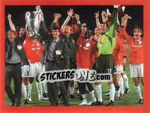 Sticker Dwight Yorke / Henning Berg / Raimond van der Gouw - Manchester United. Europe 2000 - Futera