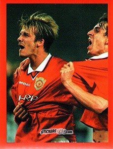 Cromo David Beckham / Gary Neville - Manchester United. Europe 2000 n. 77 - Futera