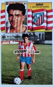 Cromo 7bis Sabas (Atletico Madrid, valla Mahou, double imagen)