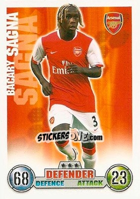 Sticker Bacary Sagna - English Premier League 2007-2008. Match Attax n. 2 - Topps