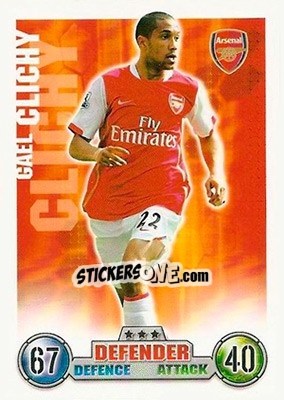 Sticker Gael Clichy - English Premier League 2007-2008. Match Attax n. 4 - Topps