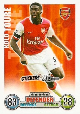 Sticker Kolo Toure - English Premier League 2007-2008. Match Attax n. 5 - Topps
