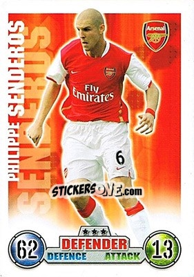Sticker Philippe Senderos - English Premier League 2007-2008. Match Attax n. 6 - Topps