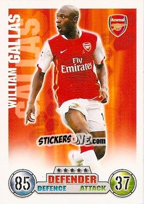 Sticker William Gallas - English Premier League 2007-2008. Match Attax n. 7 - Topps