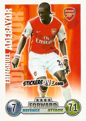 Sticker Emmanuel Adebayor - English Premier League 2007-2008. Match Attax n. 13 - Topps