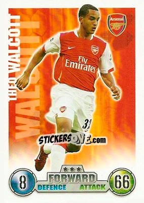 Sticker Theo Walcott - English Premier League 2007-2008. Match Attax n. 16 - Topps