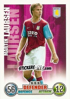 Sticker Martin Laursen - English Premier League 2007-2008. Match Attax n. 19 - Topps
