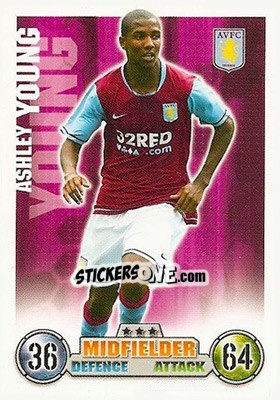 Sticker Ashley Young - English Premier League 2007-2008. Match Attax n. 24 - Topps