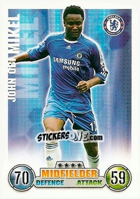 Sticker John Obi Mikel - English Premier League 2007-2008. Match Attax n. 89 - Topps