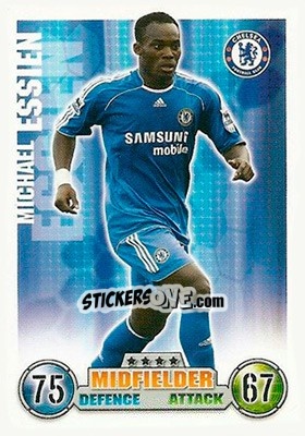 Sticker Michael Essien - English Premier League 2007-2008. Match Attax n. 91 - Topps