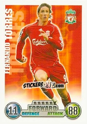 Sticker Fernando Torres - English Premier League 2007-2008. Match Attax n. 158 - Topps
