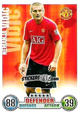 Sticker Nemanja Vidic - English Premier League 2007-2008. Match Attax n. 180 - Topps