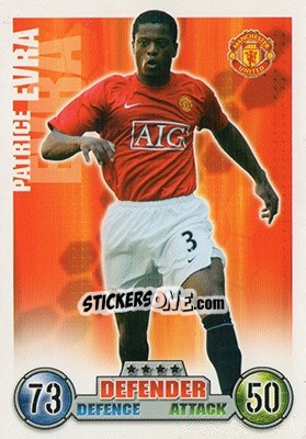 Sticker Patrice Evra - English Premier League 2007-2008. Match Attax - Topps