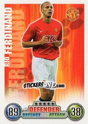 Sticker Rio Ferdinand - English Premier League 2007-2008. Match Attax n. 182 - Topps