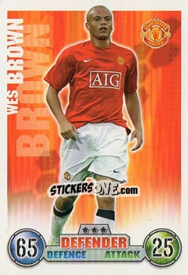 Cromo Wes Brown - English Premier League 2007-2008. Match Attax - Topps