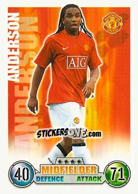 Sticker Anderson - English Premier League 2007-2008. Match Attax n. 184 - Topps