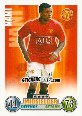 Sticker Nani - English Premier League 2007-2008. Match Attax n. 187 - Topps