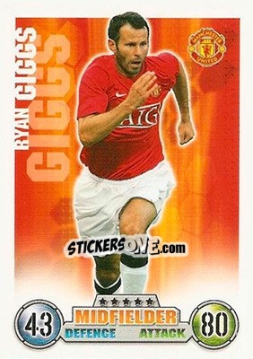 Sticker Ryan Giggs - English Premier League 2007-2008. Match Attax n. 190 - Topps