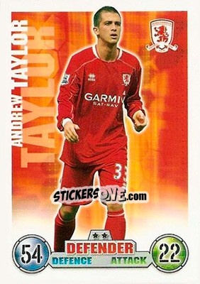 Sticker Andrew Taylor - English Premier League 2007-2008. Match Attax n. 194 - Topps