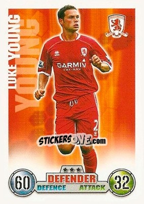 Sticker Luke Young - English Premier League 2007-2008. Match Attax n. 196 - Topps