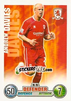 Sticker Andrew Davies - English Premier League 2007-2008. Match Attax - Topps