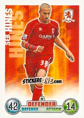 Sticker Seb Hines - English Premier League 2007-2008. Match Attax - Topps