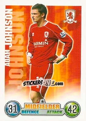 Sticker Adam Johnson - English Premier League 2007-2008. Match Attax - Topps