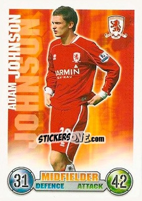 Sticker Adam Johnson - English Premier League 2007-2008. Match Attax n. 203 - Topps